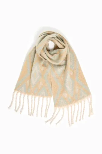 Aztec Grunge Scarf Beige/Sage