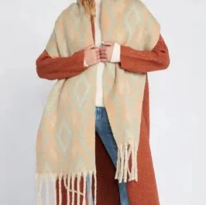 Aztec Grunge Scarf Beige/Sage