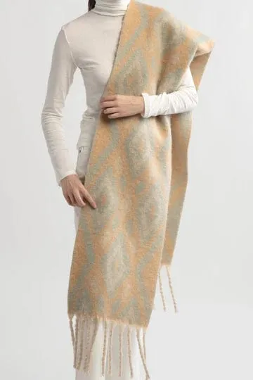 Aztec Grunge Scarf Beige/Sage