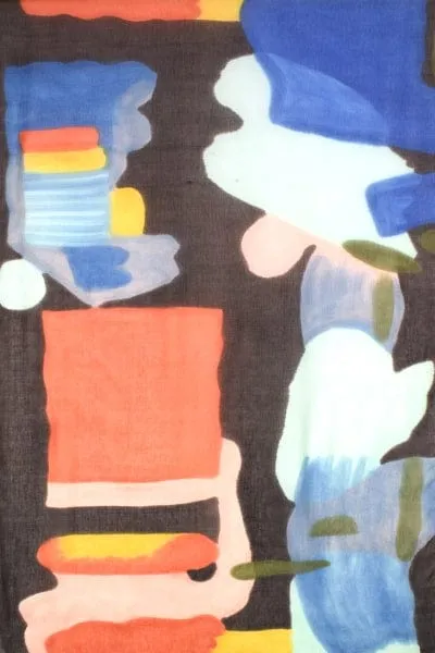 Coral Azure Abstract Hand-Painted Scarf