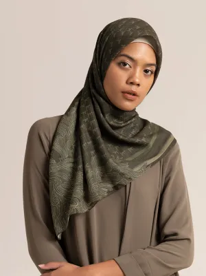 MONOGRAM SCARF DARK MOSS