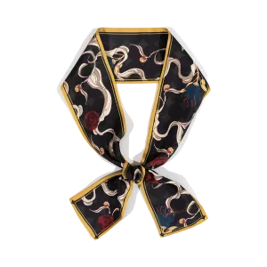 "Dream" Silk Twilly Neck Bow - Black