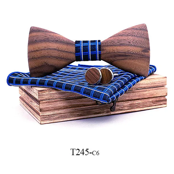 Stylish Theodore Wooden Bow Tie Set – Unique Handmade Accessory for Men – Perfect for Weddings, Formal Events, and Gifts