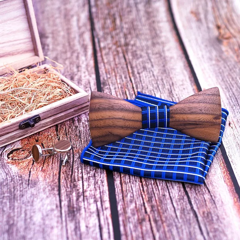 Stylish Theodore Wooden Bow Tie Set – Unique Handmade Accessory for Men – Perfect for Weddings, Formal Events, and Gifts
