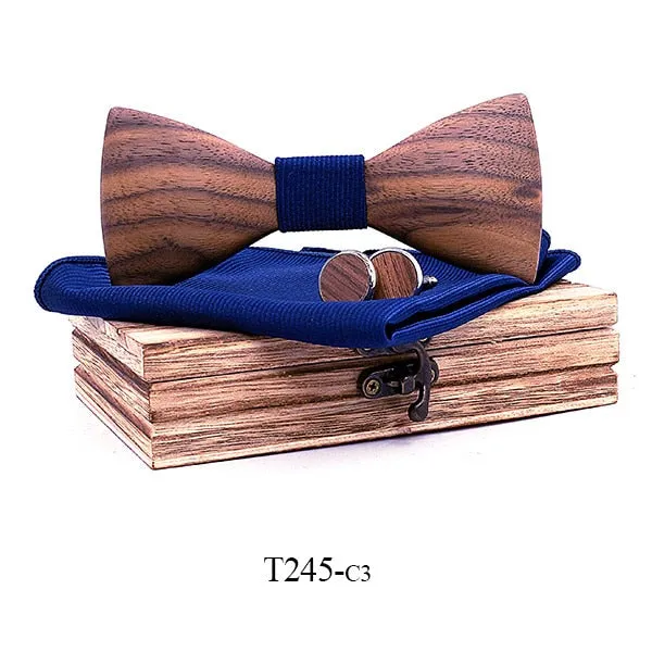 Stylish Theodore Wooden Bow Tie Set – Unique Handmade Accessory for Men – Perfect for Weddings, Formal Events, and Gifts