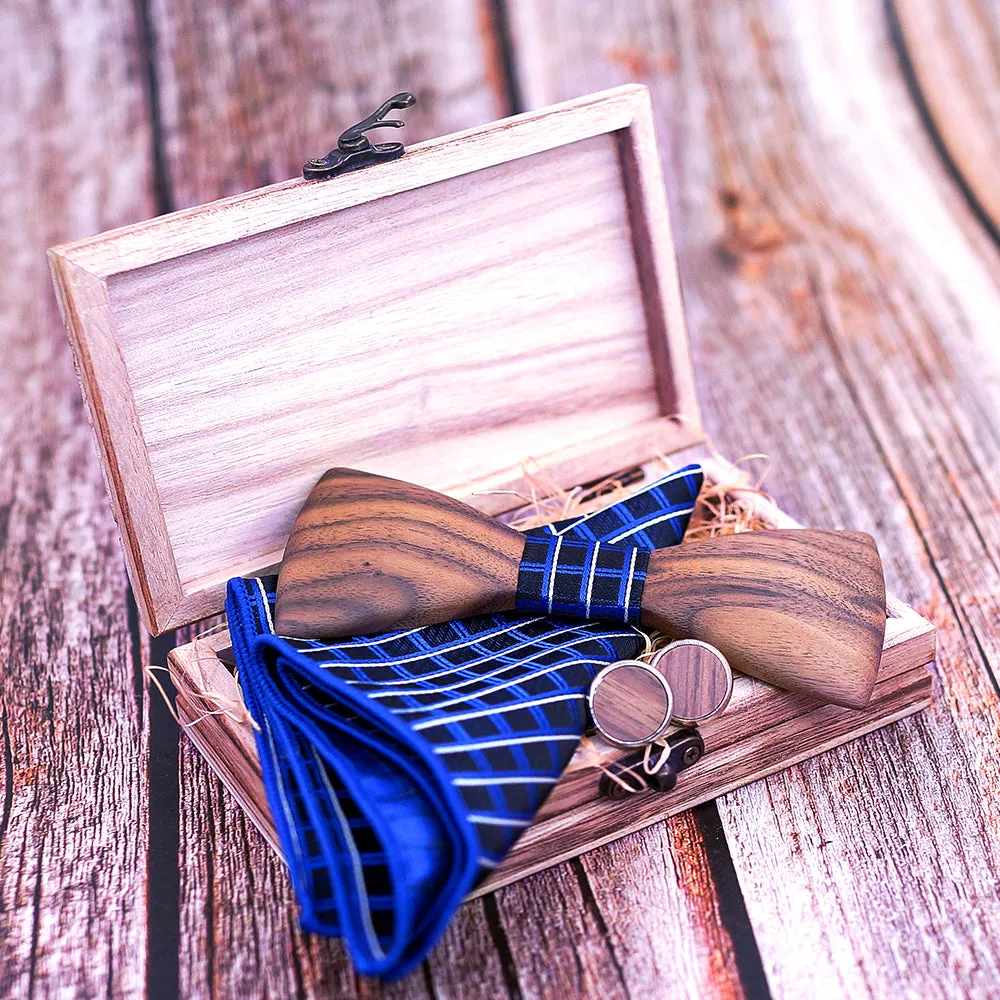 Stylish Theodore Wooden Bow Tie Set – Unique Handmade Accessory for Men – Perfect for Weddings, Formal Events, and Gifts