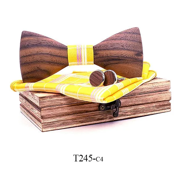 Stylish Theodore Wooden Bow Tie Set – Unique Handmade Accessory for Men – Perfect for Weddings, Formal Events, and Gifts