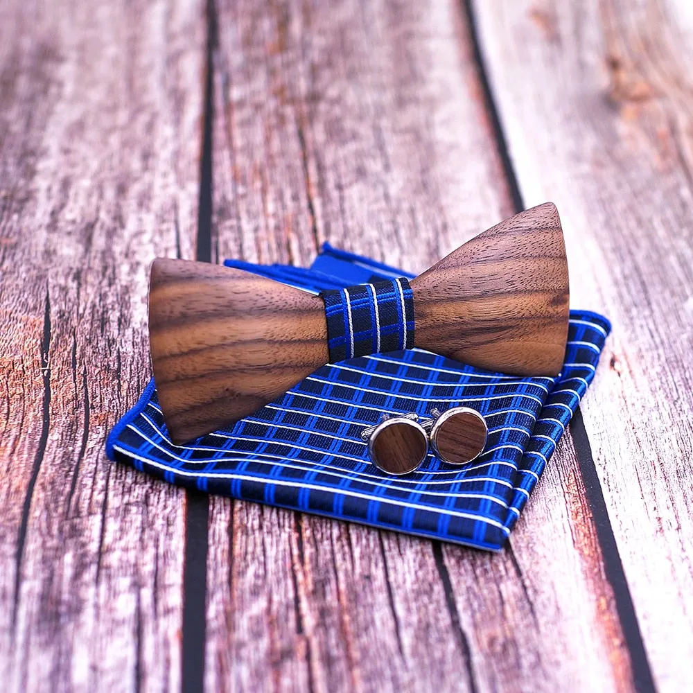 Stylish Theodore Wooden Bow Tie Set – Unique Handmade Accessory for Men – Perfect for Weddings, Formal Events, and Gifts