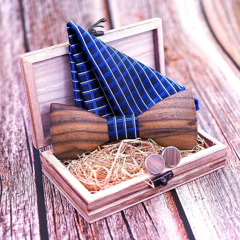 Stylish Theodore Wooden Bow Tie Set – Unique Handmade Accessory for Men – Perfect for Weddings, Formal Events, and Gifts