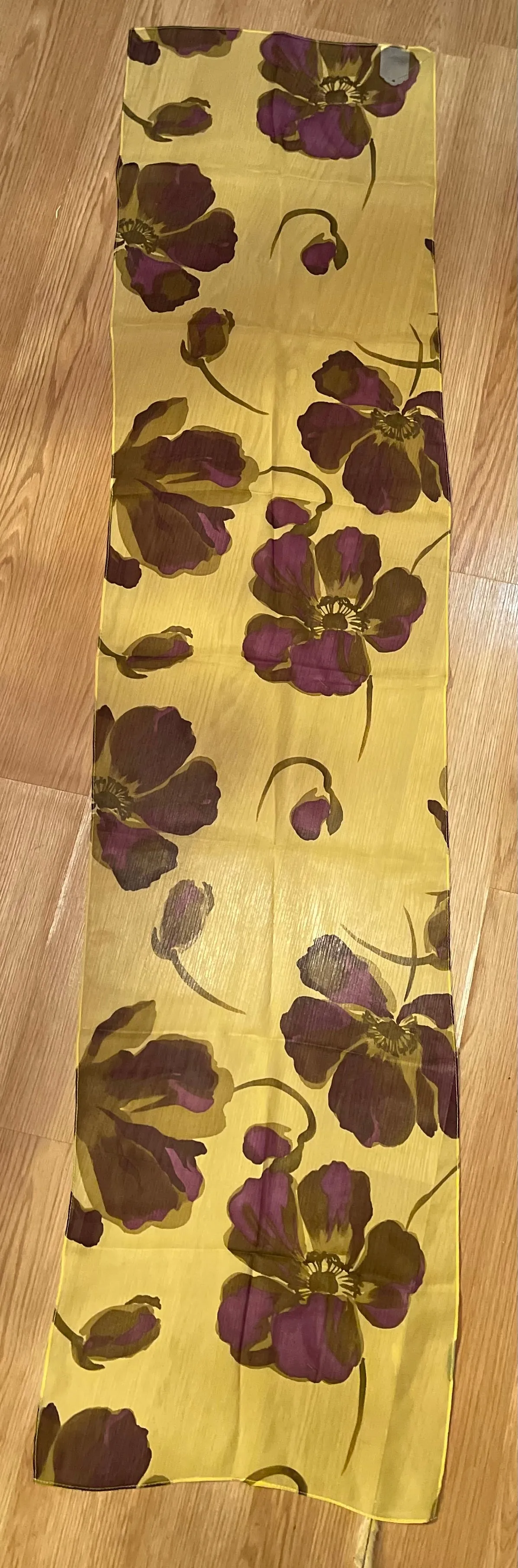Vintage Chiffon/ Silk oblong floral Scarf